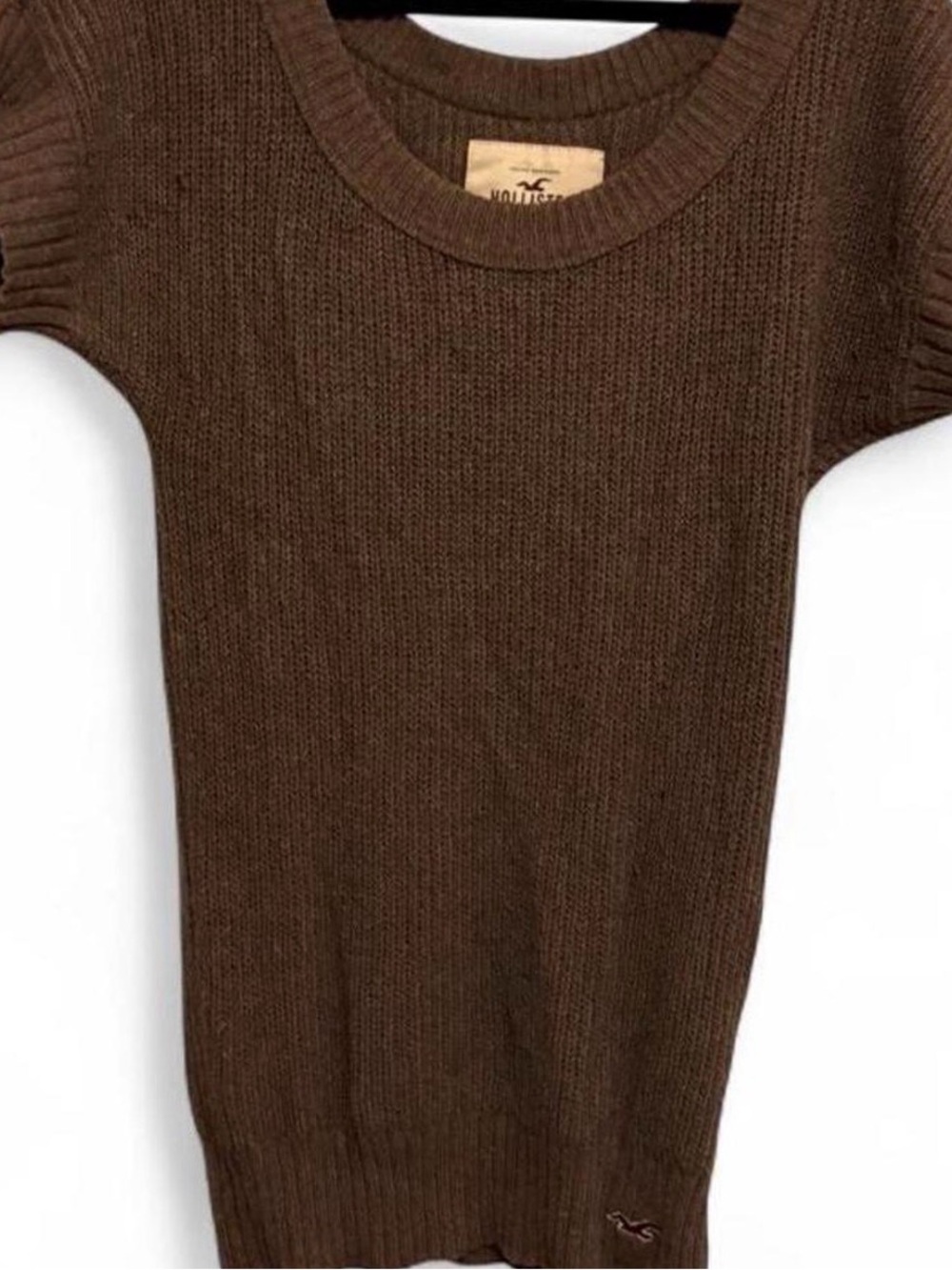 Hollister Women's M Brown Short-Sleeve Knit Sweater Y2K Coquette Vintage